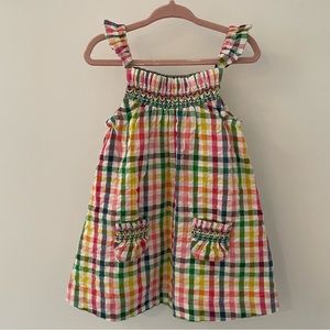 BABY BODEN Smocked Gingham Pinnical set - party pink size 12-18 months